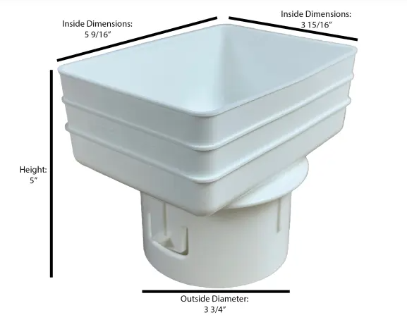 White Downspout Adapters - Larger Sizes