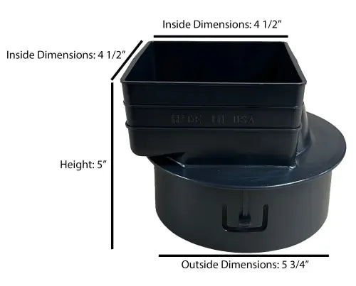 Black Downspout Adapters - Larger Sizes