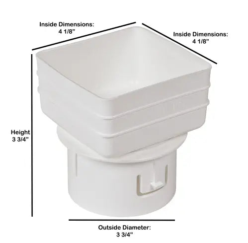 White Downspout Adapters - Larger Sizes