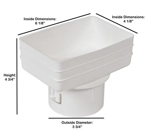 White Downspout Adapters - Larger Sizes